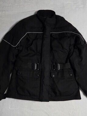 Bilt Black Motorcycle Jacket Body Armor Padded 4 Pockets Removable Lining Women